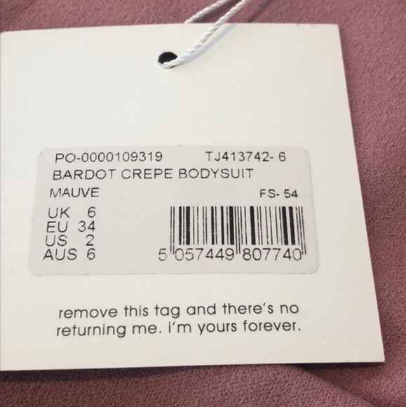 Missguided Bardot Crepe Bodysuit in Mauve - Picture 4 of 4